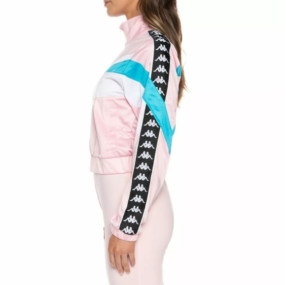 Kappa Authentic Football Esta Track Cropped Jacket Pink White Blue. L. Y2K. - Picture 3 of 12